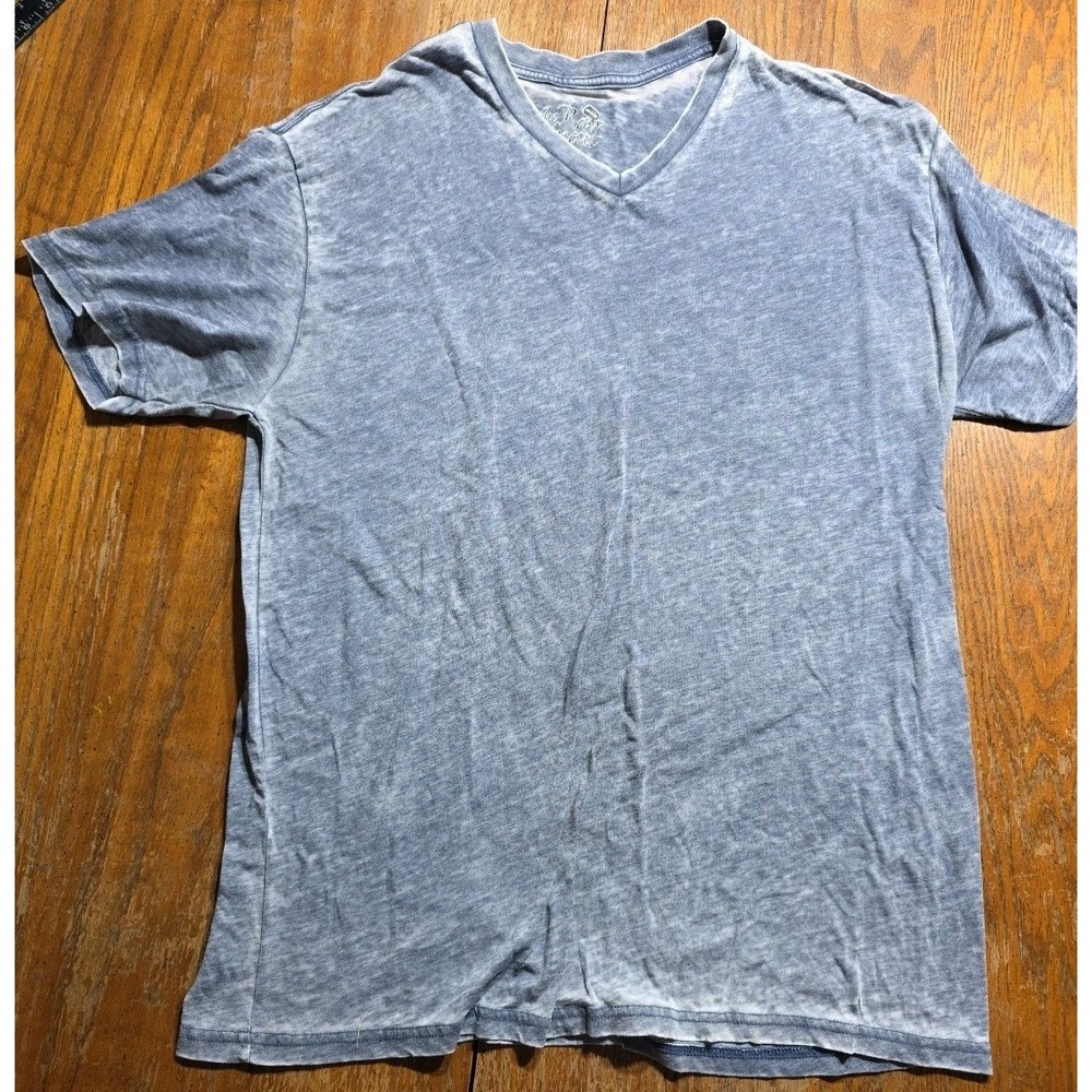 The Raw Uncut Y2K VTG‎ Shirt V Neck Blue Burnout Mens Large Skater Surf Grunge